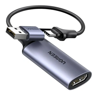 Abbildung von UGREEN Video Capture Card, HDMI auf USB A/C Card 4K 60Hz Eingang 1080P 30Hz Aufnahme für Rekorder Live Streaming Video, Gaming kompatibel mit Computer Mac mini 4 usw.