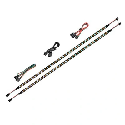 Abbildung von BTF LIGHTING LED RGB PC Lichtstreifen 2PCs 19 Zoll einzeln adressierbarer Streifen für 5V 3 Pin Stiftleisten Asus Aura, Gigabyte Fusion