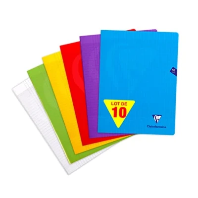Abbildung von Clairefontaine 303361C Packung mit 10 Heften Mimesys, DIN A4+, 24x32 cm, 48 Blatt 90g, französische Lineatur, Einband aus Polypropylen, farbig sortiert, 1 Pack