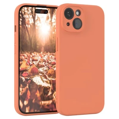 Abbildung von EAZY Case Silikonhülle für iPhone 15 Hülle Silikon Orange weich stoßfeste Handyhülle Schutzhülle mit Kameraschutz Dünn Premium Schutz Cover TPU Phone Bumper in