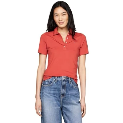 Abbildung von Tommy Hilfiger 1985 SLIM Poloshirt, Damen, Größe: Small, Terra red