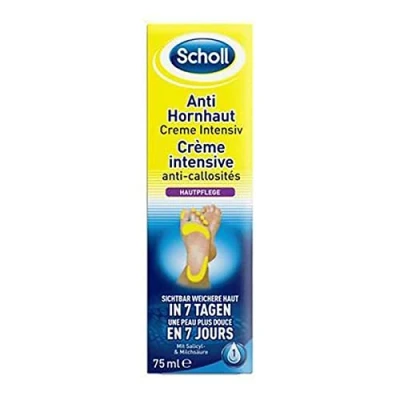Abbildung von Scholl Anti Hornhaut Creme Intensiv gegen Feuchtigkeitscreme für Füße wirksame Hornhautreduktion nach einer Anwendung intensive Fußpflege 75 ml