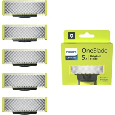 Abbildung von Philips OneBlade Original Klingen 5x Ersatzklingen, Trimmen und Rasieren im Gesicht am Körper, QP250/50