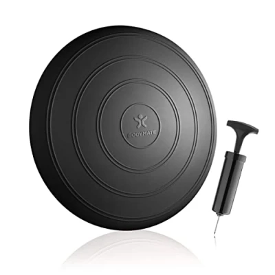 Abbildung von BODYMATE Ballsitzkissen Comfort inkl. Pumpe SCHWARZ 33cm Durchmesser Balance Kissen, Sitzballkissen, Luftkissen, Pad Core , Fitness Reha Koordinations und Rückentraining