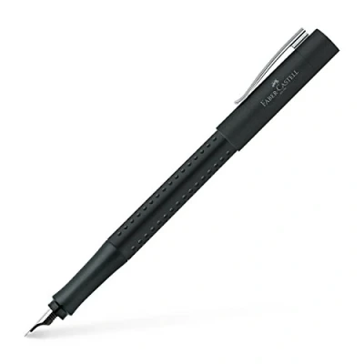 Abbildung von FABER CASTELL 140908 moderner Füller Grip 2011 mit Ergonomisches Design und Hochwertige Konstruktion, Füllfederhalter Feder F, Nachfüllbar inkl. Tintenpatrone Schwarz, 1 Stück