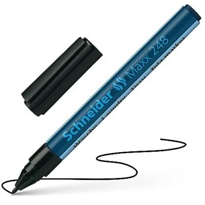 Abbildung von Schneider Maxx 248 Wäsche / Textilmarker (zum permanenten Beschriften von Textilien, waschfest und kochfest bis 90 C) Schreibfarbe schwarz, 1 Stück