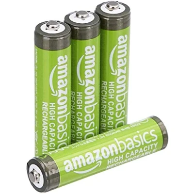Abbildung von Amazon Basics AAA Batterien mit hoher Kapazität, 850 mAh, wiederaufladbar, vorgeladen, NiMh, 4 Stück