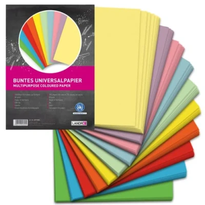 Abbildung von Landré 250 Blatt A4 buntes Universal Papier, 80g/m², Drucker 10 Farben