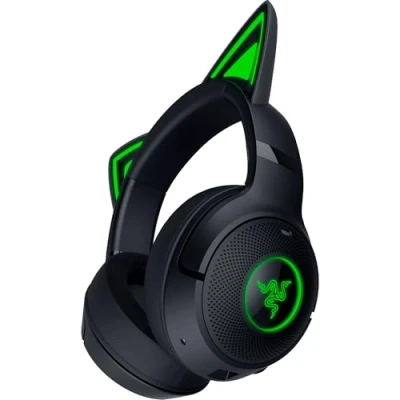 Abbildung von Razer Kraken Kitty V2 BT Kabelloses Bluetooth RGB Headset mit Ears für Gaming und Streaming (325g, Triforce 40mm Treiber, 5.2, Noise Cancelling Mic, 40 Stunden Akku) Schwarz