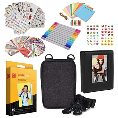 Abbildung von Kodak Premium Zink Fotopapier, 5,1 x 7,6 cm, Zubehör Set mit Fotoalbum, Etui, Aufklebern, Markern