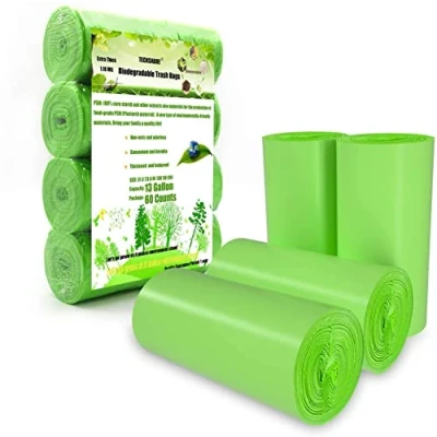 Abbildung von Kompostierbare Müllbeutel, Biomüllbeutel 50L 60 Zählungen, Dicker Bio Bag Waste Für Haushalts /Gartenabfälle in Küche /Büro(Grün)