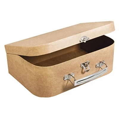 Abbildung von Rayher 67206000 Pappmaché Koffer, 24 x 16 8 cm, FSC zertifiziert, mit Metallgriff und Schnappverschluss, kleiner Koffer aus Pappmaché, Bastelkoffer, Utensilienkoffer, Pappmachébox, Natur