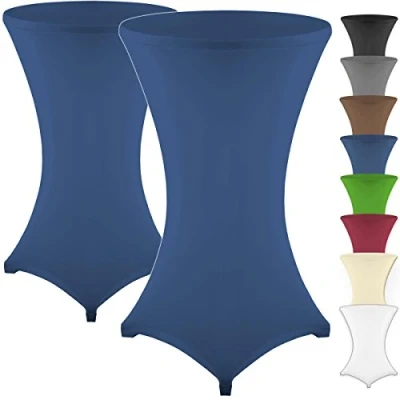 Abbildung von Gräfenstayn 2er Set Stretch Stehtischhusse Diana mit Öko Tex Siegel, Verstärkung im Fußbereich, in vielen Farben und Größen Ø60 65cm / Ø70 75cm Ø80 85cm (Blau, 65cm)
