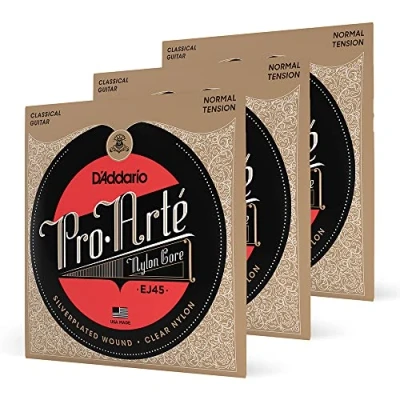 Abbildung von D&#039;Addario Gitarrensaiten Pro Arte Saiten Konzertgitarre EJ45 3D Nylonsaiten Classical Nylon Guitar Strings Normal Tension, 3 Pack