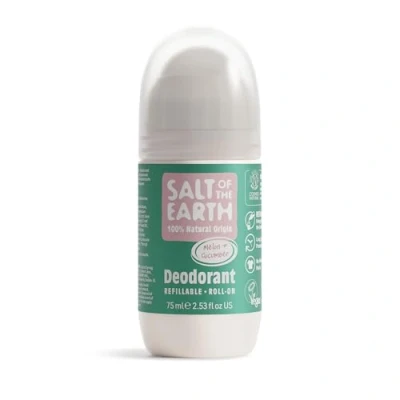 Abbildung von Salt of the Earth Deodorant Roll On by Earth, Melon &amp; Cucumber Refillable, Vegan, Long Lasting Protection, Leaping Bunny Approved, Made in UK 75ml
