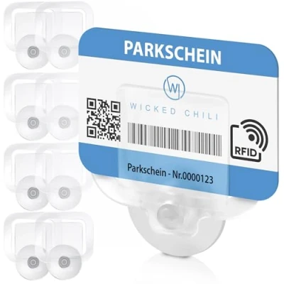 Abbildung von Wicked Chili 8er Set Parkausweis Auto Halterung Windschutzscheibe mit 30mm Saugnapf, Kartenhalter, Parkscheinhalter, Parkausweishalter, Kartenhalter Autoscheibe (Made in Germany) transparent, 8X