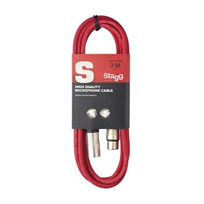 Abbildung von Stagg 3 m hochwertigen XLR auf Stecker Mikrofon Kabel rot