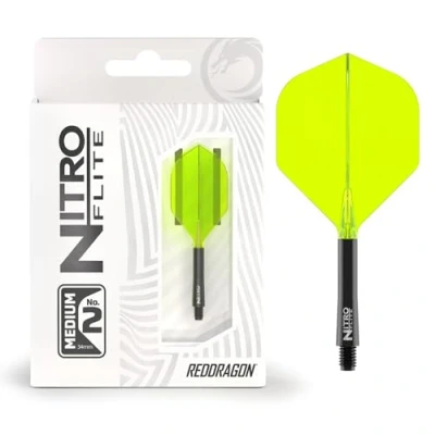 Abbildung von RED DRAGON Darts Nitro Flite Integriert Flüge &amp; Schäfte System No.2 Form und Design Schwarz Gelb Farbe, Medium Länge