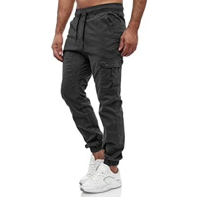 Abbildung von Tazzio Herren Cargo Chino Regular Fit Jogger harrem Jeans Hose 16610, L, Anthrazit