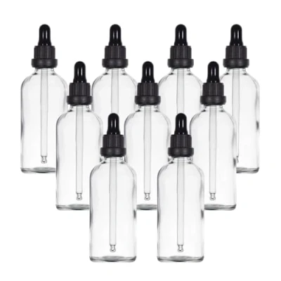 Abbildung von YIZHAO Pipettenflasche 100ml Klar, Apothekerflasche mit Pipette Glas, für Ätherisches Öl, Aromatherapie, Massage, Düfte, Labor, Kosmetik, Reisen 9 Pcs