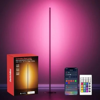 Abbildung von SwitchBot Matter Stehlampe Wohnzimmer, RGBCCT Floor Lamp Dimmbar mit APP Fernbedienung, Kompatibel Apple Home, Alexa, Google LED Schwarz Warm &amp; Kaltweiß, Szenenmodi, Musikmodi