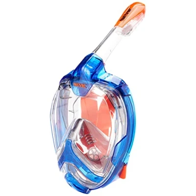 Abbildung von Seac Magica, Schnorchelmaske Vollgesichtsmaske Anti Beschlag System mit einem weichen Maskenkörper, Dry Top Schnorchel Auslassventil, blau/orange, S/M