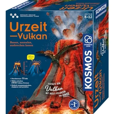 Abbildung von Kosmos 637286 Urzeit Vulkan, Bauen Anmalen Ausbrechen Lassen, 35cm Durchmesser, Experimentierkasten für Kinder ab 8 Jahre, Vulkan Experimente Kinder,