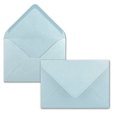 Abbildung von 50 Brief Umschläge Hell Blau DIN C6 114 x 162 mm Kuverts mit Nassklebung ohne Fenster für Gruß Karten &amp; Einladungen FarbenFroh by GUSTAV NEUSER