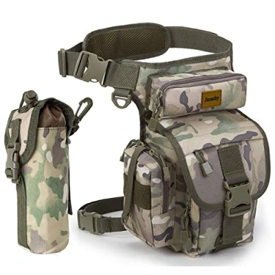 Abbildung von Jueachy Multifunktional Drop Leg Taille Tasche Taktischer Militär Oberschenkel Hip Outdoor Pack für Motorrad Wandern Reisen Angeln Werkzeugtasche (Camouflage)