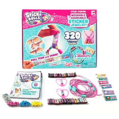 Abbildung von Sky Castle Sticki Rolls Station, tragbare teilbare Aufkleber, ultimatives DIY Aufkleber Schmuck Set, Armbänder und Halsketten