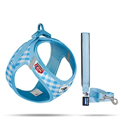 Abbildung von Vest Harness curli Clasp Air Mesh SkyBlue Caro M &amp; Leash L
