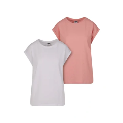 Abbildung von Urban Classics Extended Shoulder 2PACK Tshirt basic, Damen, Größe: Small, Lemonadepink white