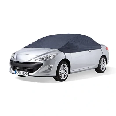 Abbildung von cartrend Halbgarage &quot;New Generation&quot;, wetterfeste Auto Abdeckplane, Autoabdeckung, Autoplane, blau, Größe XL, schützt vor Frost, Schnee und Sonne
