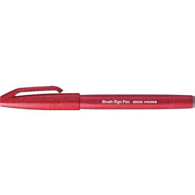 Abbildung von Pentel SES15C B Brush Sign Pen Faserschreiber, 10 Stück, rot