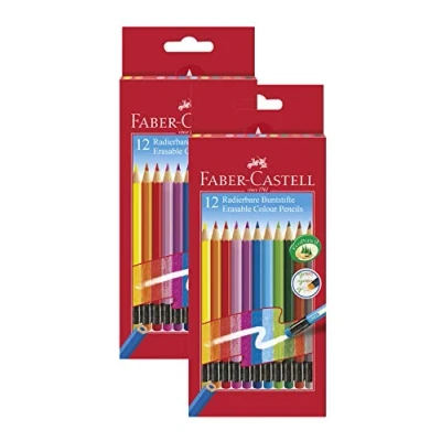 Abbildung von Faber Castell Radierbare Buntstifte mit Gummitip, 12er Kartonetui (2 Packungen)