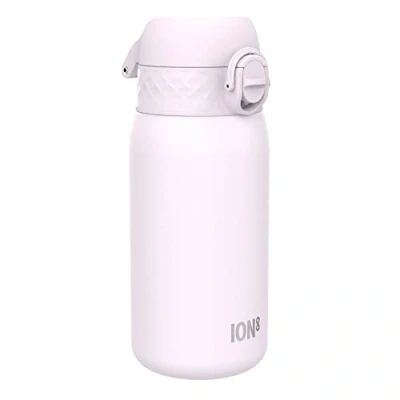 Abbildung von Ion8 Kinder Trinkflasche, Edelstahl 400ml, Auslaufsicher, Einhandöffnung, Sichere Verriegelung, Spülmaschinenfest, Klappdeckel, Tragegriff, Leicht zu Reinigen, Langlebig &amp; Kratzfest, Lila