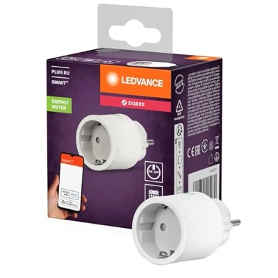 Abbildung von LEDVANCE SMART+ Smarte Steckdose für Innen mit ZigBee Technologie, bindet konventionelle Geräte ins Smart Home ein, misst und spart Stromverbrauch, kompatibel Alexa oder Google, weiss, 1er Pack
