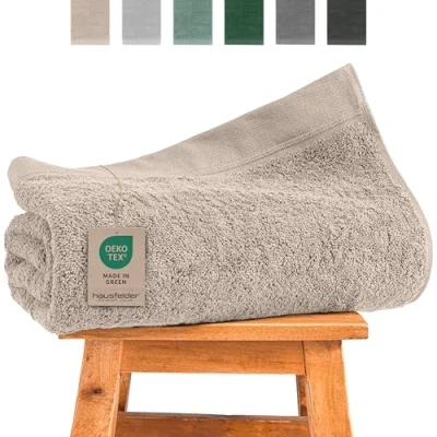 Abbildung von Hausfelder Saunahandtuch 80x 200 cm Premium 500g/m² Sauna Handtuch groß Damen und Herren Saunatuch, 100% Baumwolle, Ökotex Zertifiziert (80 x Beige)
