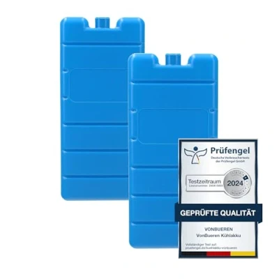 Abbildung von VonBueren 2 30 Kühlakkus für Kühltasche 12h Lange Kühlung ca. 200 g je Kühlakku 7,4 x 16,7 2,1 cm auch Kühlbox (2)
