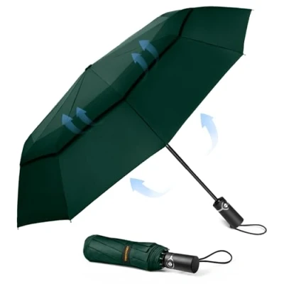 Abbildung von TECKNET Regenschirm Sturmfest für Regen, Automatik Groß Taschenschirm mit 10 Rippen, 104 cm Windsicher Schirm, Faltbar Kompakte Reise Golf Umbrella Herren und Damen