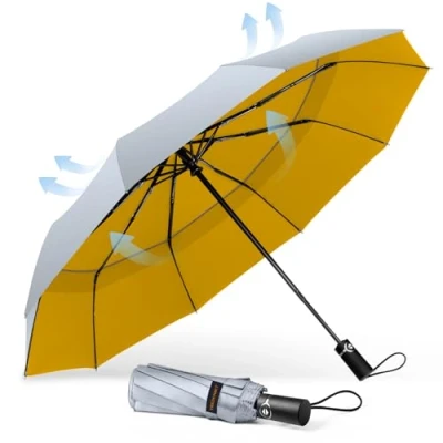 Abbildung von TECKNET Regenschirm Sturmfest für Regen, Automatik Groß Taschenschirm mit 10 Rippen, 104 cm Windsicher Schirm, Faltbar Kompakte Reise Golf Umbrella Herren und Damen