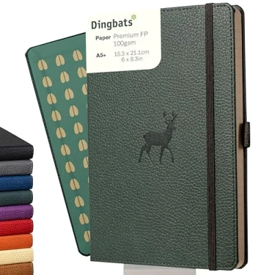 Abbildung von Dingbats* Tierwelt Notizbuch A5 Gepunktet Hardcover aus veganem Leder für Arbeit, Reisen, Uni mit elastischem Verschlussband