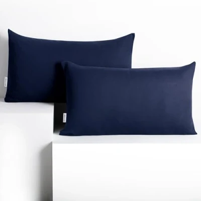 Abbildung von DecoKing 2 Kissenbezüge 50x60 cm Jersey Baumwolle Reißverschluss dunkelblau Amber