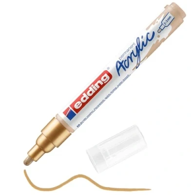 Abbildung von edding 5100 Acrylmarker medium gold 1 Acrylstift wasserfest mittlere Rundspitze 2 3 mm Acryl Farben zum Malen auf Leinwand, Malpapier und Holz Acrylstifte für Steine