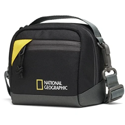 Abbildung von National Geographic Kameratasche für Kompaktkameras, Action Kameras, 360 Kameras oder Zubehör, Integrierte Gürtelschlaufe, Abnehmbarer Tragegurt, Ultraleicht, NG E1 2350, Schwarz [Amazon Exklusiv]