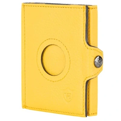 Abbildung von VON HEESEN Airtag Slim Wallet mit Münzfach &amp; RFID Schutz Portmonee Herren klein aus echtem Leder Mini Geldbörse Kreditkartenetui Kartenetui Portemonnaie Geldbeutel (Gelb)