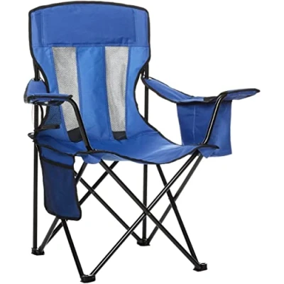 Abbildung von Amazon Basics Campingstuhl mit Kühlfach, Normalen, Mesh, Blau