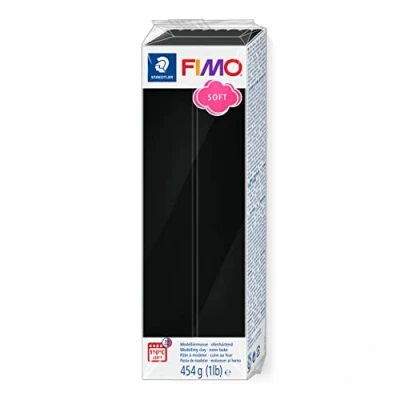 Abbildung von STAEDTLER ofenhärtende Modelliermasse FIMO soft, schwarz, Großblock 454g, weich und geschmeidig, speziell für Einsteiger Hobbykünstler, 8021 9