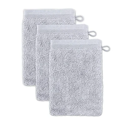 Abbildung von möve Superwuschel Waschhandschuh 15 x 20 cm aus 100% Baumwolle, silver 3er Set