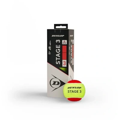 Abbildung von DUNLOP Tennisball Stage 3 Rot für Kinder &amp; Anfänger auf dem Kleinfeld (3 Bälle)